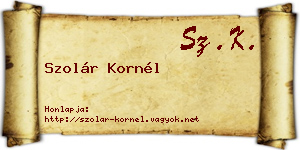 Szolár Kornél névjegykártya